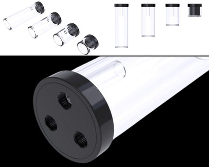 Bykski 60mm Add-On Reservoir Acrylic Tube/Mounting Kit, Available in 4 lengths (CT-F60-AL-V2) - 100MM