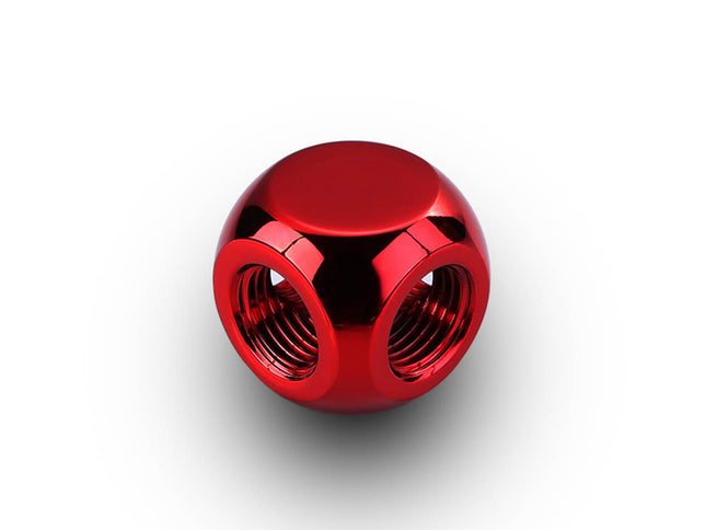 Bykski G 1/4in. Female 3-Way T Adapter Block (B-TE3-X) - Red