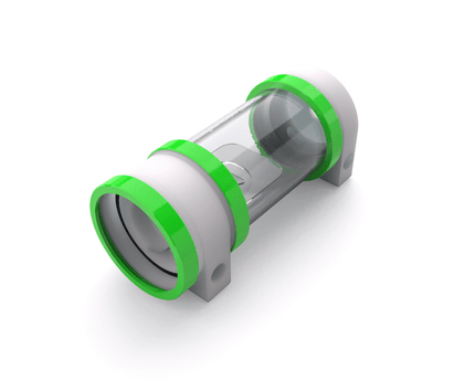 PrimoChill CTR Hard Mount Phase II High Flow D5 Enabled Reservoir - White POM - 120mm - UV Green