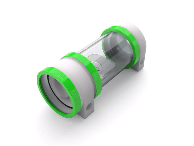 PrimoChill CTR Hard Mount Phase II High Flow D5 Enabled Reservoir - White POM - 120mm - UV Green
