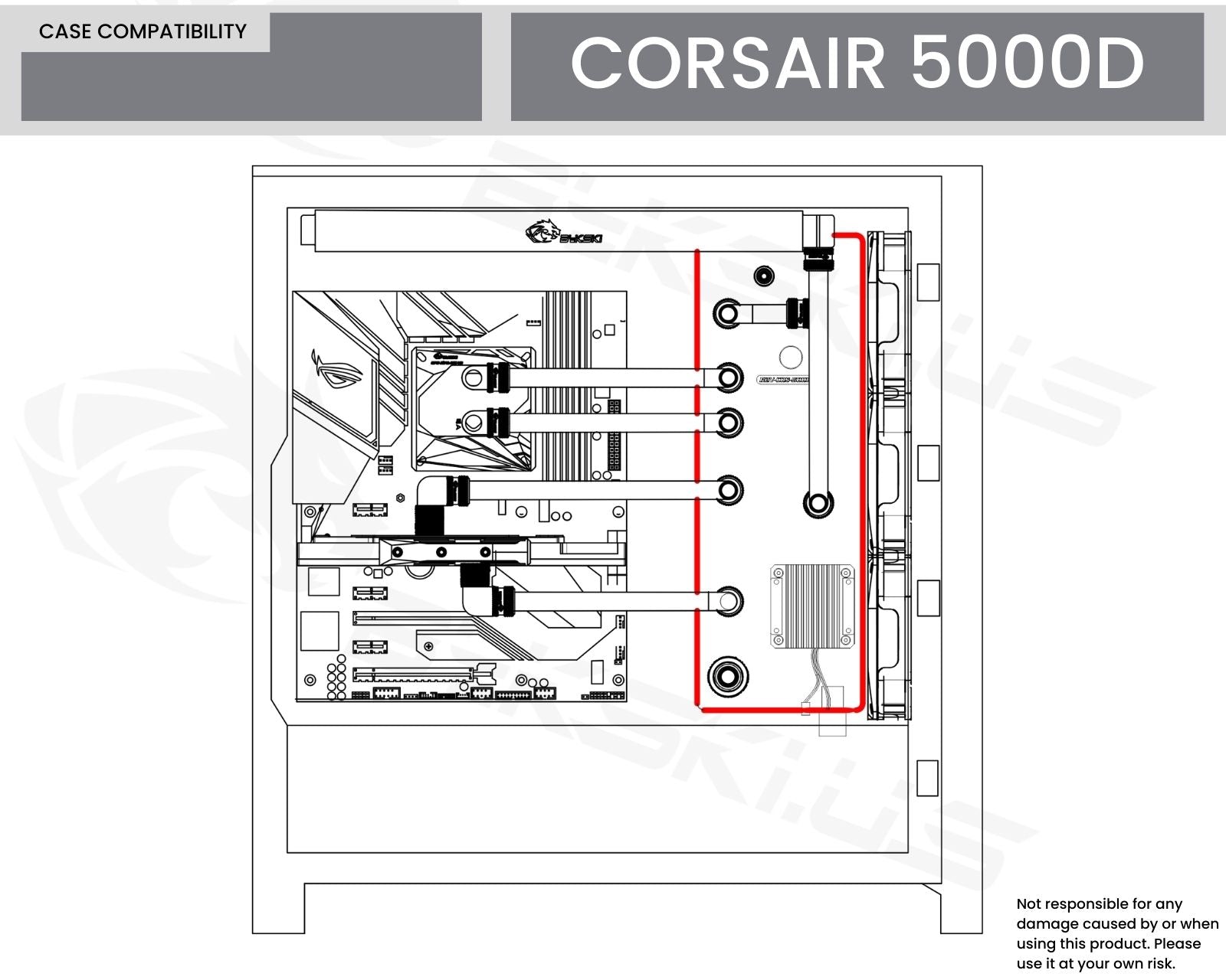 Bykski Distro Plate For CORSAIR 5000D - PMMA w/ 5v Addressable RGB(RBW) (RGV-COS-5000D-P-K) - DDC Pump With Armor