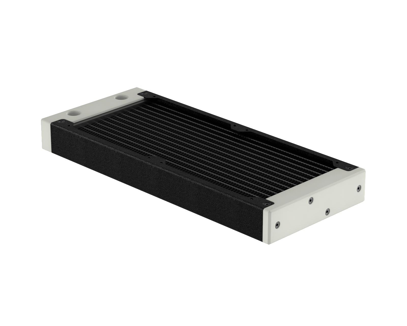 PrimoChill 240SL (30mm) EXIMO Modular Radiator, White POM, 2x120mm, Dual Fan (R-SL-W24) Available in 20+ Colors, Assembled in USA and Custom Watercooling Loop Ready - TX Matte Black