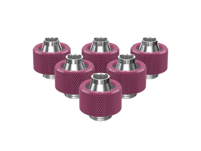 PrimoChill SecureFit SX - Premium Compression Fitting For 3/8in ID x 5/8in OD Flexible Tubing 6 Pack (F-SFSX58-6) - Available in 20+ Colors, Custom Watercooling Loop Ready - Magenta