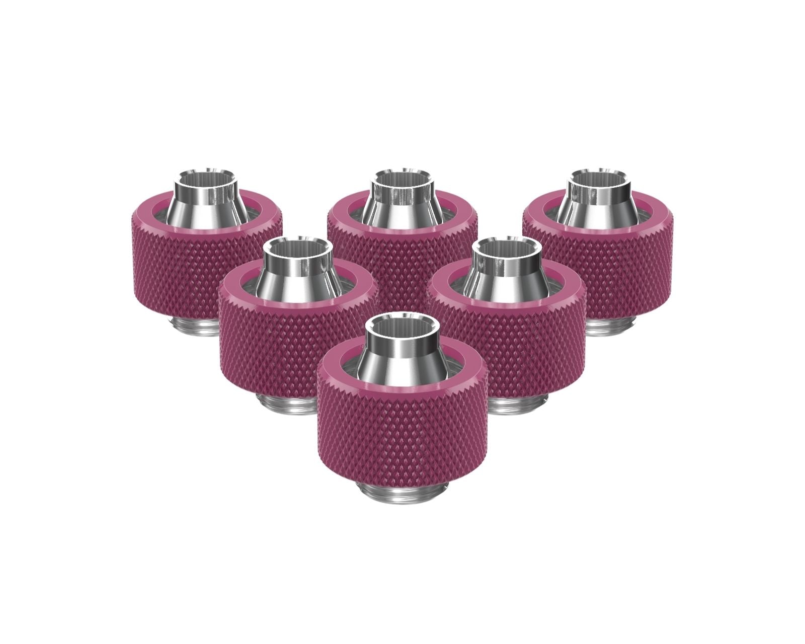 PrimoChill SecureFit SX - Premium Compression Fitting For 3/8in ID x 5/8in OD Flexible Tubing 6 Pack (F-SFSX58-6) - Available in 20+ Colors, Custom Watercooling Loop Ready - Magenta