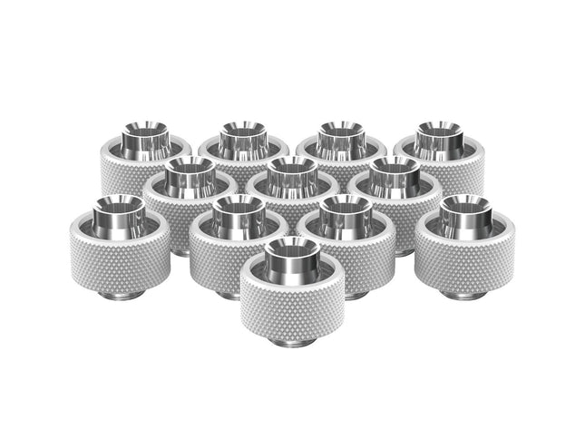 PrimoChill SecureFit SX - Premium Compression Fittings 12 Pack - For 1/2in ID x 3/4in OD Flexible Tubing (F-SFSX34-12) - Available in 20+ Colors, Custom Watercooling Loop Ready - Sky White