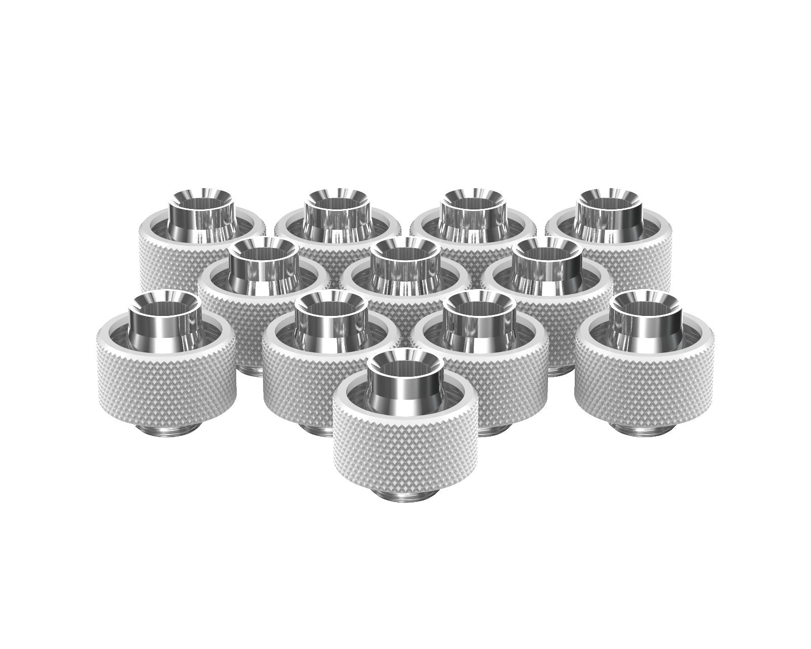 PrimoChill SecureFit SX - Premium Compression Fittings 12 Pack - For 1/2in ID x 3/4in OD Flexible Tubing (F-SFSX34-12) - Available in 20+ Colors, Custom Watercooling Loop Ready - Sky White