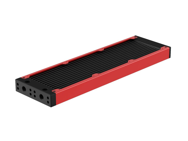 PrimoChill 360SL (30mm) EXIMO Modular Radiator, Black POM, 3x120mm, Triple Fan (R-SL-BK36) Available in 20+ Colors, Assembled in USA and Custom Watercooling Loop Ready - Razor Red