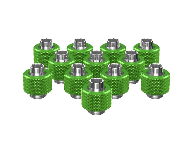 PrimoChill SecureFit SX - Premium Compression Fitting For 3/8in ID x 1/2in OD Flexible Tubing 12 Pack (F-SFSX12-12) - Available in 20+ Colors, Custom Watercooling Loop Ready - Toxic Candy