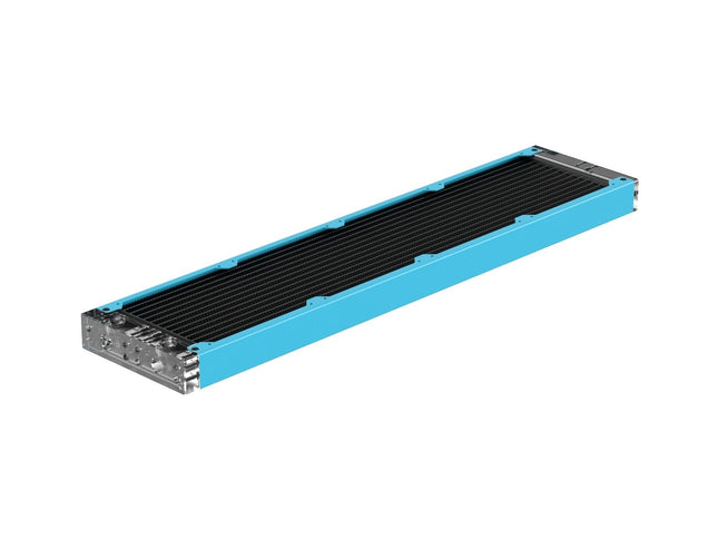 PrimoChill 480SL (30mm) EXIMO Modular Radiator, Clear Acrylic, 4x120mm, Quad Fan (R-SL-A48) Available in 20+ Colors, Assembled in USA and Custom Watercooling Loop Ready - Sky Blue
