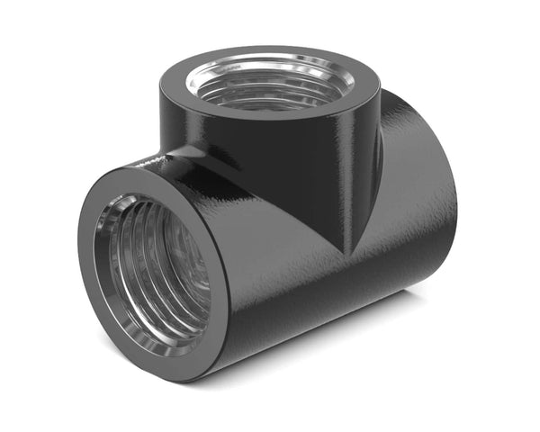 PrimoChill G 1/4in. Inline 3-Way SX Female T Adapter - Satin Black