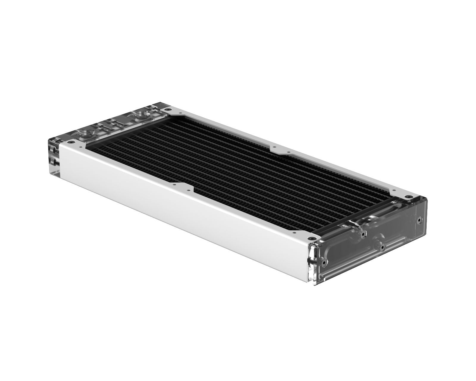 PrimoChill 240SL (30mm) EXIMO Modular Radiator, Clear Acrylic, 2x120mm, Dual Fan (R-SL-A24) Available in 20+ Colors, Assembled in USA and Custom Watercooling Loop Ready - Sky White
