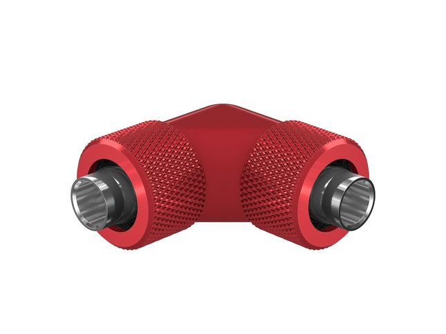 PrimoChill SecureFit SX - Premium 90 Degree Compression Fitting Set For 3/8in ID x 1/2in OD Flexible Tubing (F-SFSX1290) - Available in 20+ Colors, Custom Watercooling Loop Ready - Candy Red