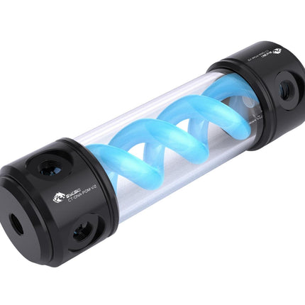 Bykski 50mm Cylindrical DNA Reservoir - Black POM - 190mm w/ LED strip (CT-DNA-POM-V2-190) - Blue