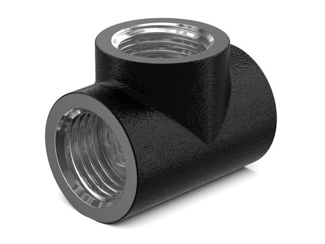 PrimoChill G 1/4in. Inline 3-Way SX Female T Adapter - TX Matte Black