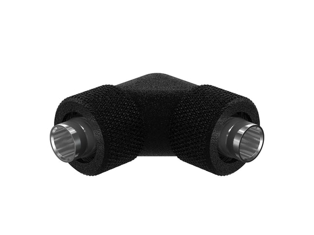 PrimoChill SecureFit SX - Premium 90 Degree Compression Fitting Set For 3/8in ID x 1/2in OD Flexible Tubing (F-SFSX1290) - Available in 20+ Colors, Custom Watercooling Loop Ready - TX Matte Black