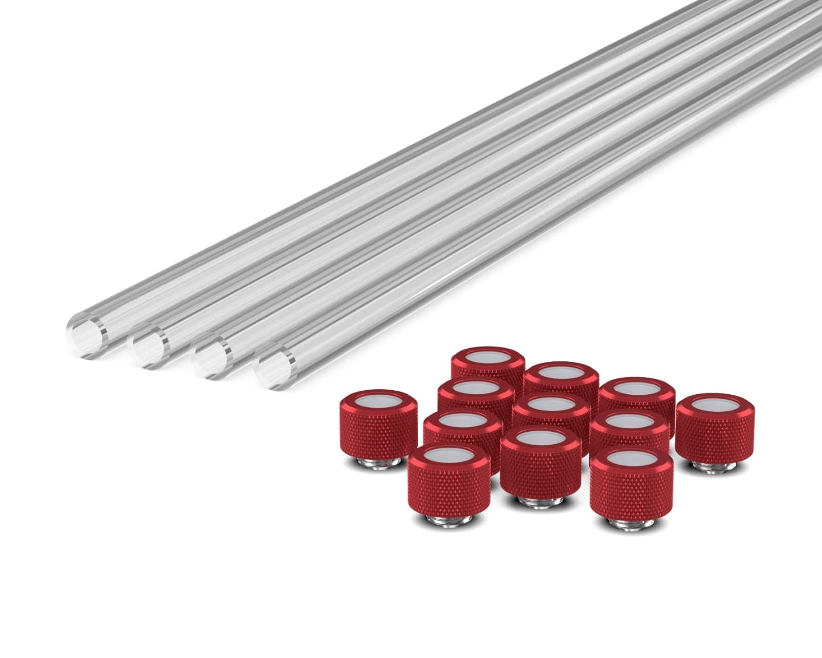PrimoChill (Basic Kit) 4x 14mm Acrylic/PMMA Tubes, 12x Metric SX Fittings - Candy Red