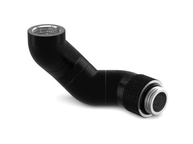 PrimoChill Male to Female G 1/4in. 180 Degree SX Triple Rotary Elbow Fitting - TX Matte Black
