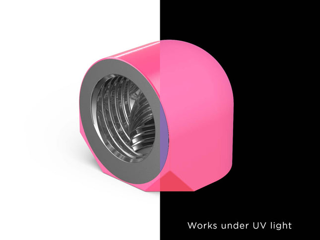 PrimoChill Female to Female G 1/4in. 90 Degree SX Elbow Fitting - UV Pink