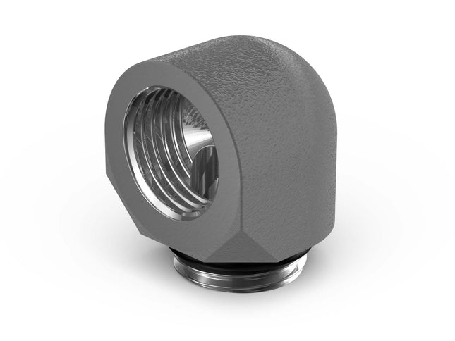 PrimoChill Male to Female G1/4 90 Degree SX Elbow Fitting - TX Matte Gun Metal - TX Matte Gun Metal