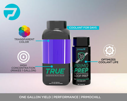 PrimoChill True - Computer WaterCooling Coolant, Concentrate, Low-Conductive, Transparent, Full Protection, PrimoPrep Included, Proudly Made in the USA (Yields a Gallon of Coolant) - UV Purple
