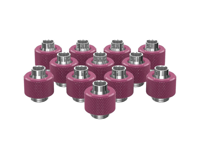PrimoChill SecureFit SX - Premium Compression Fitting For 3/8in ID x 1/2in OD Flexible Tubing 12 Pack (F-SFSX12-12) - Available in 20+ Colors, Custom Watercooling Loop Ready - Magenta