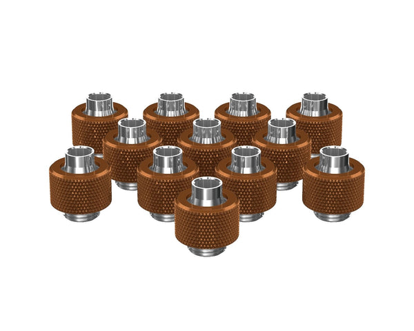 PrimoChill SecureFit SX - Premium Compression Fitting For 3/8in ID x 1/2in OD Flexible Tubing 12 Pack (F-SFSX12-12) - Available in 20+ Colors, Custom Watercooling Loop Ready - PrimoChill - KEEPING IT COOL Copper
