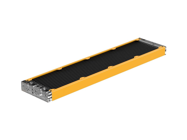 PrimoChill 480SL (30mm) EXIMO Modular Radiator, Clear Acrylic, 4x120mm, Quad Fan (R-SL-A48) Available in 20+ Colors, Assembled in USA and Custom Watercooling Loop Ready - Yellow