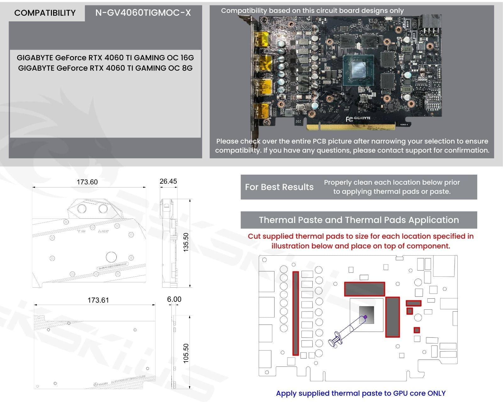 Bykski Full Coverage GPU Water Block and Backplate For GIGABYTE GeForce RTX 4060 TI GAMING OC 8G/16G (N-GV4060TIGMOC-X)