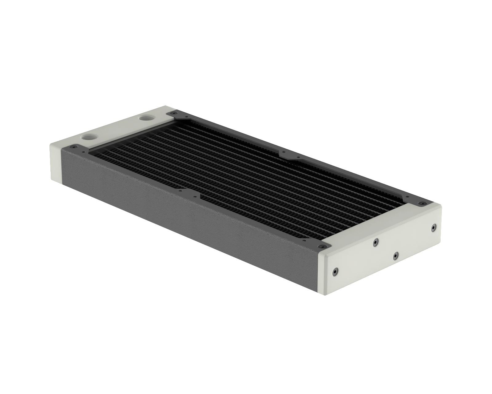 PrimoChill 240SL (30mm) EXIMO Modular Radiator, White POM, 2x120mm, Dual Fan (R-SL-W24) Available in 20+ Colors, Assembled in USA and Custom Watercooling Loop Ready - TX Matte Gun Metal