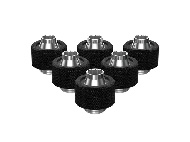PrimoChill SecureFit SX - Premium Compression Fitting For 3/8in ID x 5/8in OD Flexible Tubing 6 Pack (F-SFSX58-6) - Available in 20+ Colors, Custom Watercooling Loop Ready - TX Matte Black