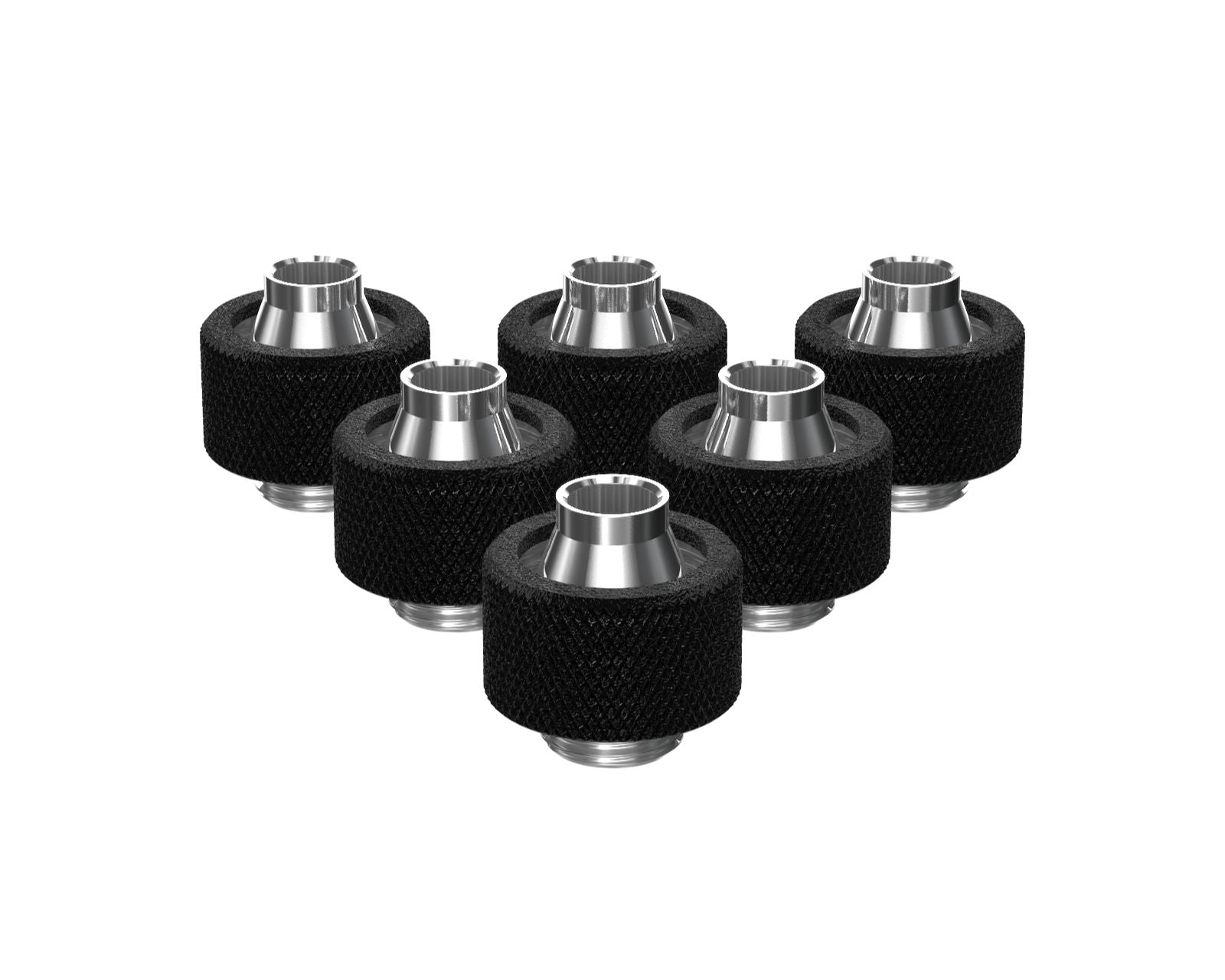 PrimoChill SecureFit SX - Premium Compression Fitting For 3/8in ID x 5/8in OD Flexible Tubing 6 Pack (F-SFSX58-6) - Available in 20+ Colors, Custom Watercooling Loop Ready - TX Matte Black