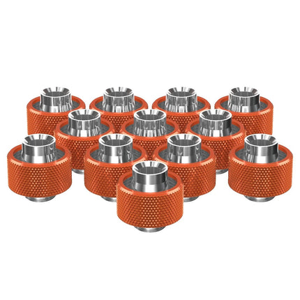 PrimoChill SecureFit SX - Premium Compression Fittings 12 Pack - For 1/2in ID x 3/4in OD Flexible Tubing (F-SFSX34-12) - Available in 20+ Colors, Custom Watercooling Loop Ready - Candy Copper
