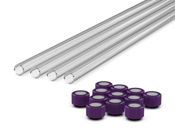 PrimoChill (Basic Kit) 4x 16mm Acrylic/PMMA Tubes, 12x Metric SX Fittings - Candy Purple
