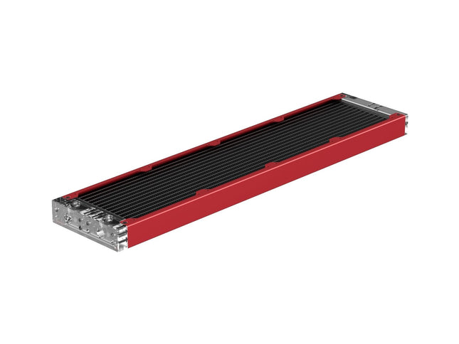 PrimoChill 480SL (30mm) EXIMO Modular Radiator, Clear Acrylic, 4x120mm, Quad Fan (R-SL-A48) Available in 20+ Colors, Assembled in USA and Custom Watercooling Loop Ready - Candy Red
