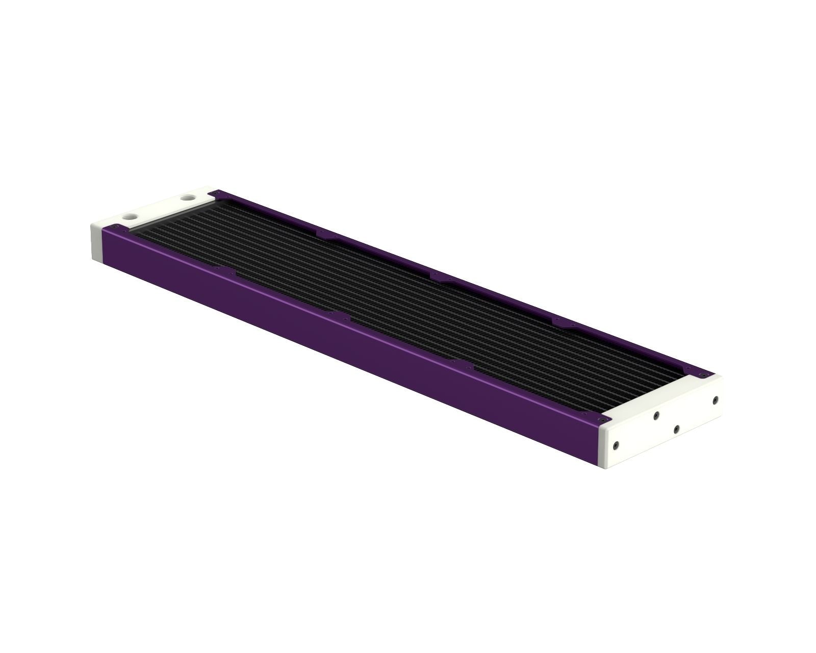 PrimoChill 480SL (30mm) EXIMO Modular Radiator, White POM, 4x120mm, Quad Fan (R-SL-W48) Available in 20+ Colors, Assembled in USA and Custom Watercooling Loop Ready - Candy Purple