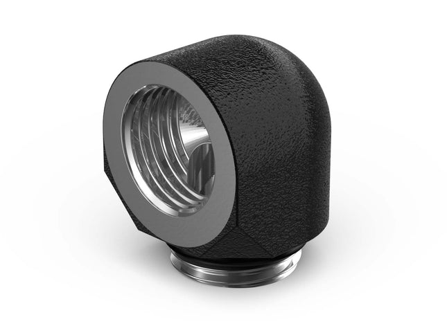 PrimoChill Male to Female G1/4 90 Degree SX Elbow Fitting - TX Matte Black - TX Matte Black