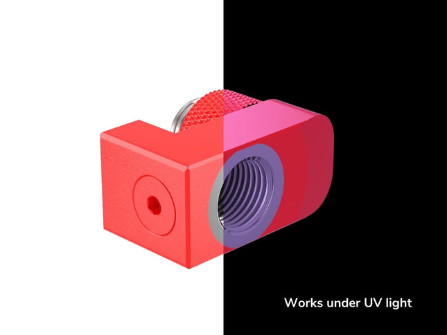 PrimoChill Male to Female G 1/4in. Supported Offset Rotary Fitting - UV Red