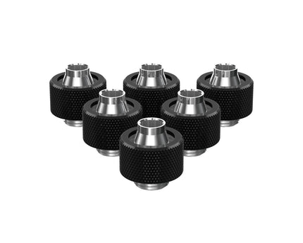 PrimoChill SecureFit SX - Premium Compression Fitting For 3/8in ID x 5/8in OD Flexible Tubing 6 Pack (F-SFSX58-6) - Available in 20+ Colors, Custom Watercooling Loop Ready - PrimoChill - KEEPING IT COOL Satin Black