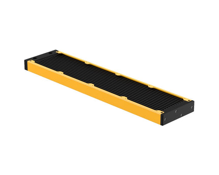 PrimoChill 480SL (30mm) EXIMO Modular Radiator, Black POM, 4x120mm, Quad Fan (R-SL-BK48) Available in 20+ Colors, Assembled in USA and Custom Watercooling Loop Ready - Yellow