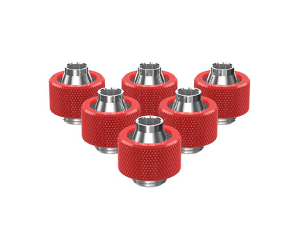 PrimoChill SecureFit SX - Premium Compression Fitting For 7/16in ID x 5/8in OD Flexible Tubing 6 Pack (F-SFSX758-6) - Available in 20+ Colors, Custom Watercooling Loop Ready - PrimoChill - KEEPING IT COOL Razor Red