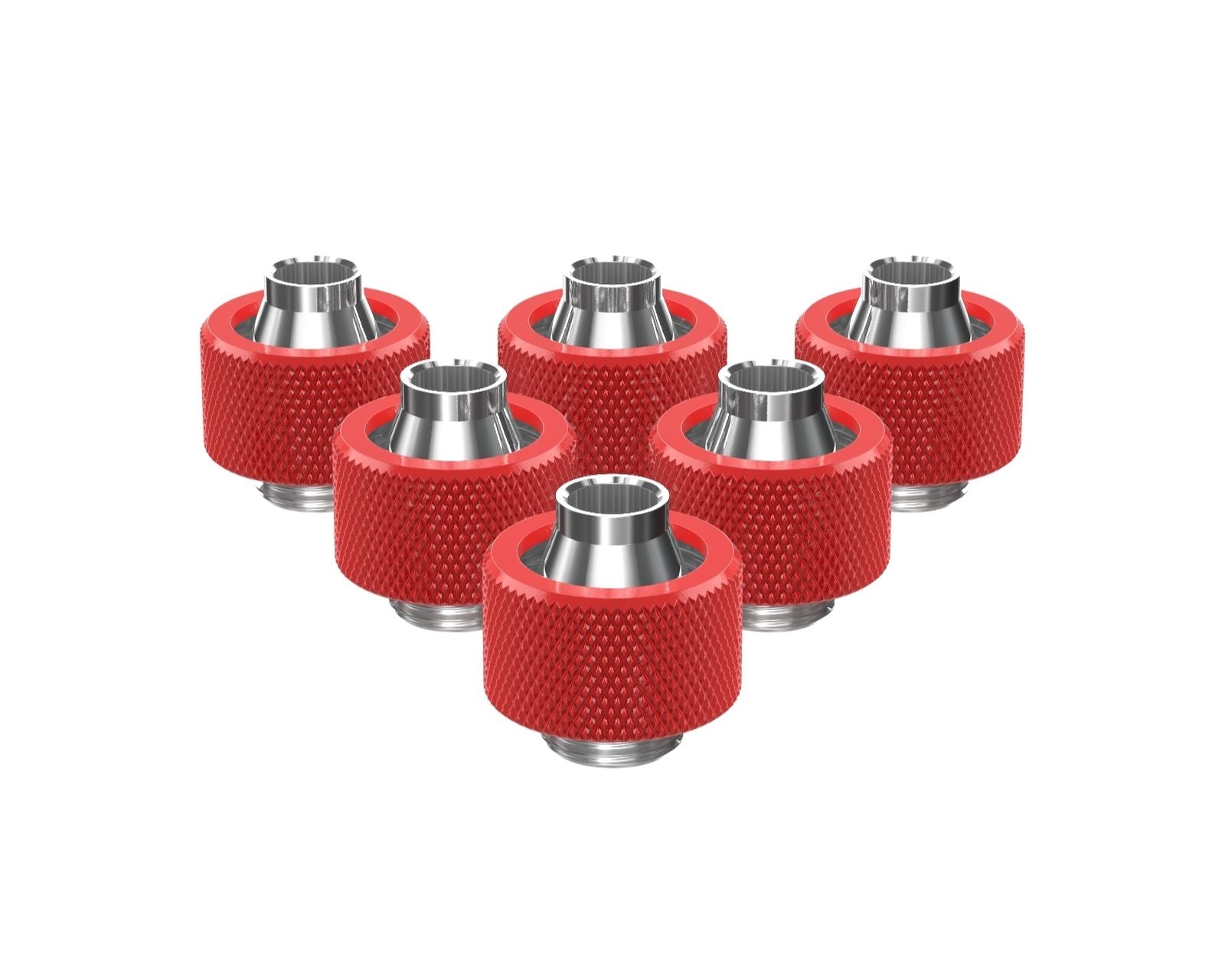 PrimoChill SecureFit SX - Premium Compression Fitting For 7/16in ID x 5/8in OD Flexible Tubing 6 Pack (F-SFSX758-6) - Available in 20+ Colors, Custom Watercooling Loop Ready - Razor Red