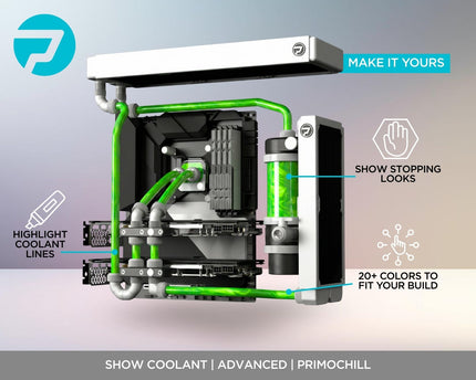 PrimoChill Vue - Computer WaterCooling Coolant, Visual Flow, Solid/Non-Transparent, Full Protection, PrimoPrep Included, Proudly Made in the USA (32oz/.9L) - UV Green SX