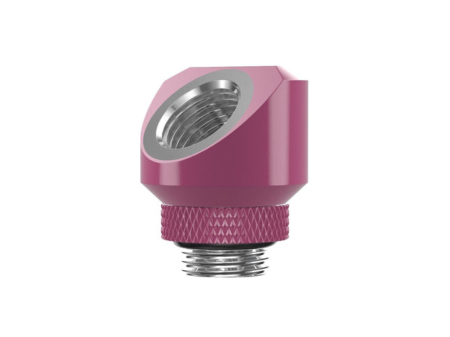 PrimoChill InterConnectSX Flat 45 Degree Rotary Fitting (FAF45) – Enhanced PC Cooling with Sleek Aesthetics - Available in 20+ Colors, Custom Watercooling Loop Ready - Magenta