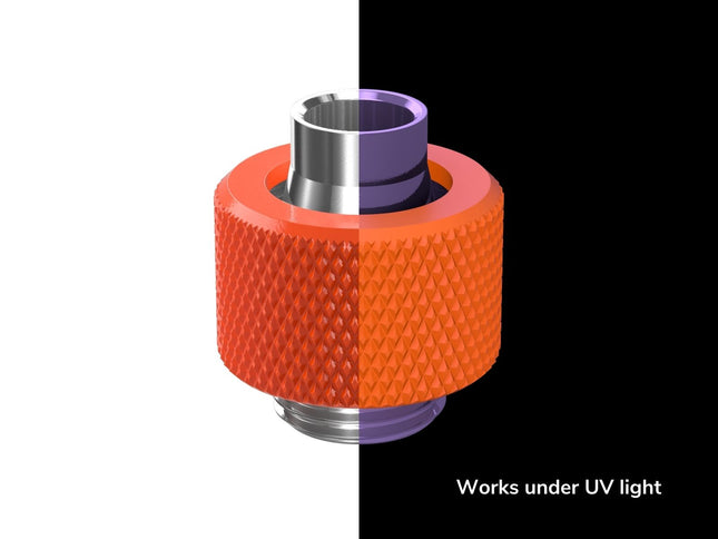 PrimoChill SecureFit SX - Premium Compression Fitting For 3/8in ID x 1/2in OD Flexible Tubing (F-SFSX12) - Available in 20+ Colors, Custom Watercooling Loop Ready - UV Orange