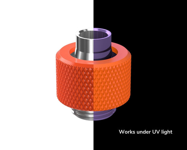 PrimoChill SecureFit SX - Premium Compression Fitting For 3/8in ID x 1/2in OD Flexible Tubing (F-SFSX12) - Available in 20+ Colors, Custom Watercooling Loop Ready - PrimoChill - KEEPING IT COOL UV Orange