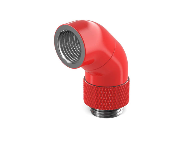 PrimoChill Male to Female G 1/4in. 90 Degree SX Dual Rotary Snake Fitting - Razor Red