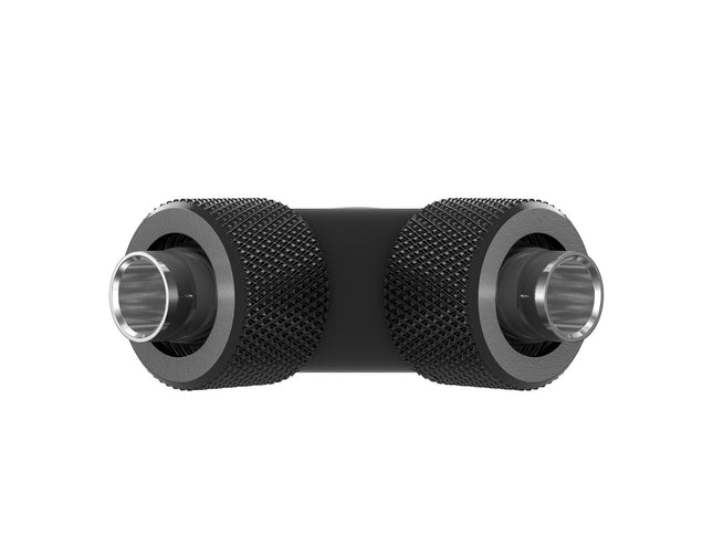PrimoChill SecureFit SX - Premium 90 Degree Compression Fitting Set For 3/8in ID x 1/2in OD Flexible Tubing (F-SFSX1290) - Available in 20+ Colors, Custom Watercooling Loop Ready - Satin Black