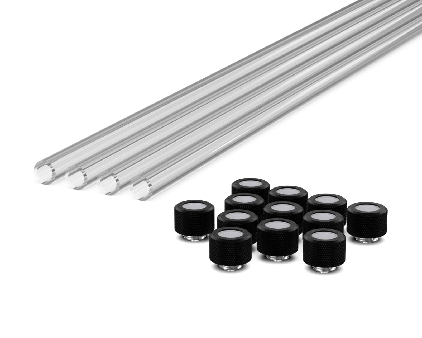 PrimoChill (Basic Kit) 4x 14mm Acrylic/PMMA Tubes, 12x Metric SX Fittings - TX Matte Black