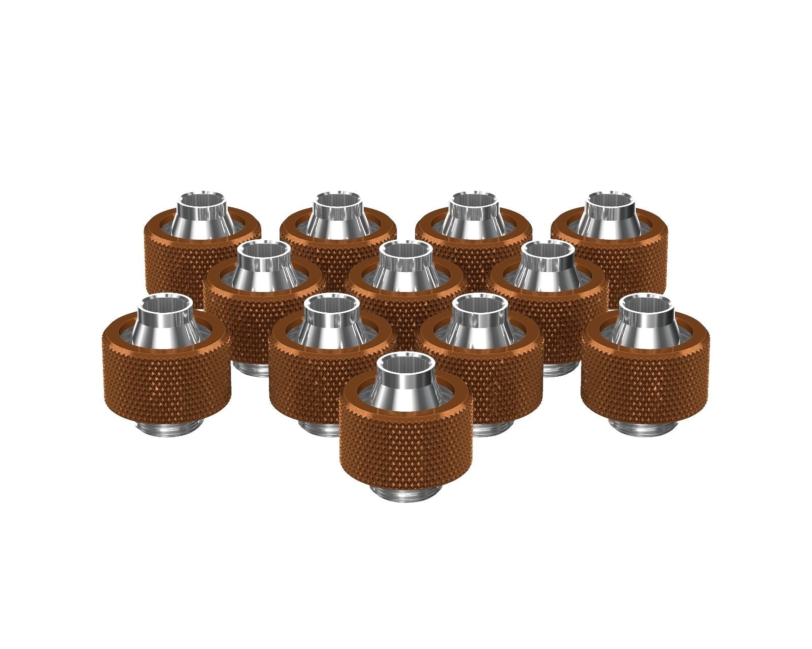 PrimoChill SecureFit SX - Premium Compression Fitting For 7/16in ID x 5/8in OD Flexible Tubing 12 Pack (F-SFSX758-12) - Available in 20+ Colors, Custom Watercooling Loop Ready - Copper