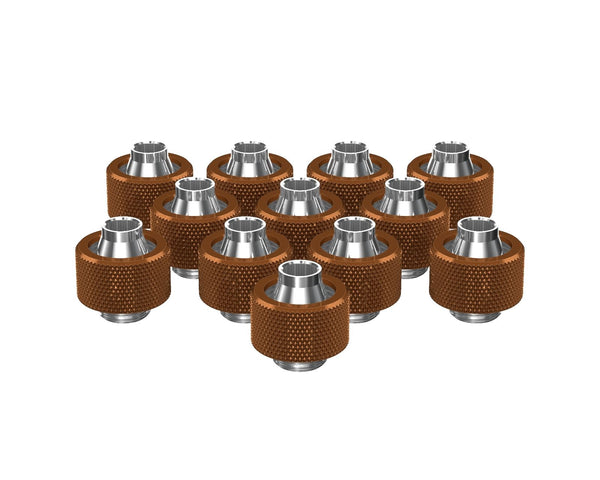 PrimoChill SecureFit SX - Premium Compression Fitting For 7/16in ID x 5/8in OD Flexible Tubing 12 Pack (F-SFSX758-12) - Available in 20+ Colors, Custom Watercooling Loop Ready - PrimoChill - KEEPING IT COOL Copper
